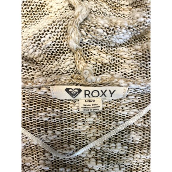 Roxy Warm Heart Hooded Poncho Sweater, Cream/White, Large - Picture 3 of 6